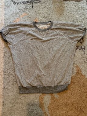 THE GREAT. Light Gray Ribbed-Neck Sweatshirt